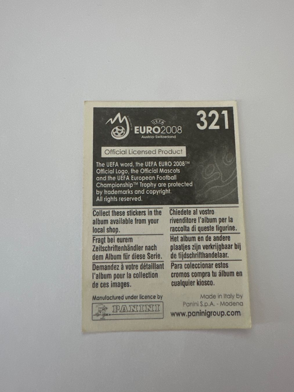 Panini Cartes à collectionner: Panini UEFA EM 2008 Sticker - Nr. 321 – D'occasion à Sulz AG par DealWerk 1