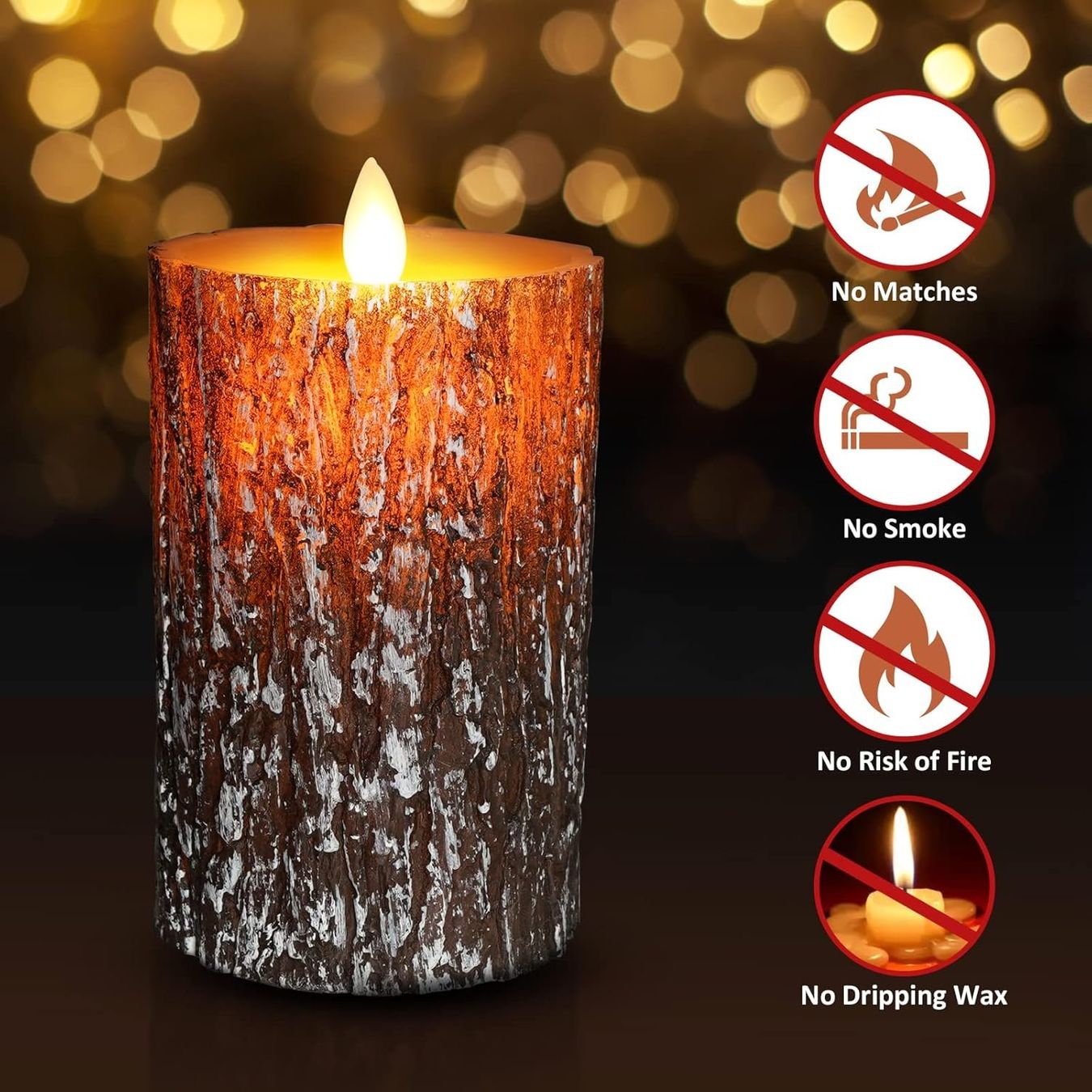 Candele: LED-Kerzen Säule Birkeneffekt Echtwachs Flackernde – Nuovo (secondo la descrizione) da Thun venduto da Laoye 3