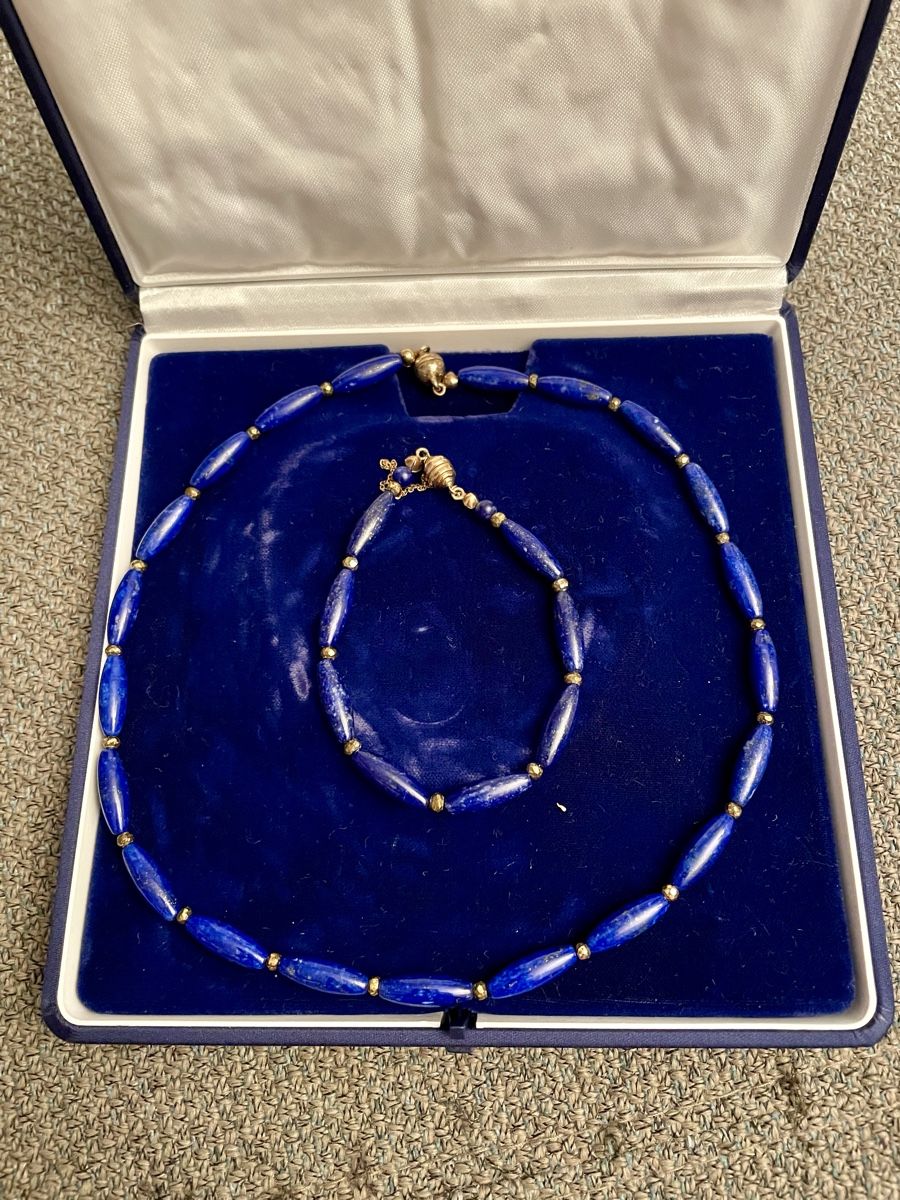 Catenine: Lapislazuli Stein Collier mit Armband – Usato da Zürich venduto da doeni95