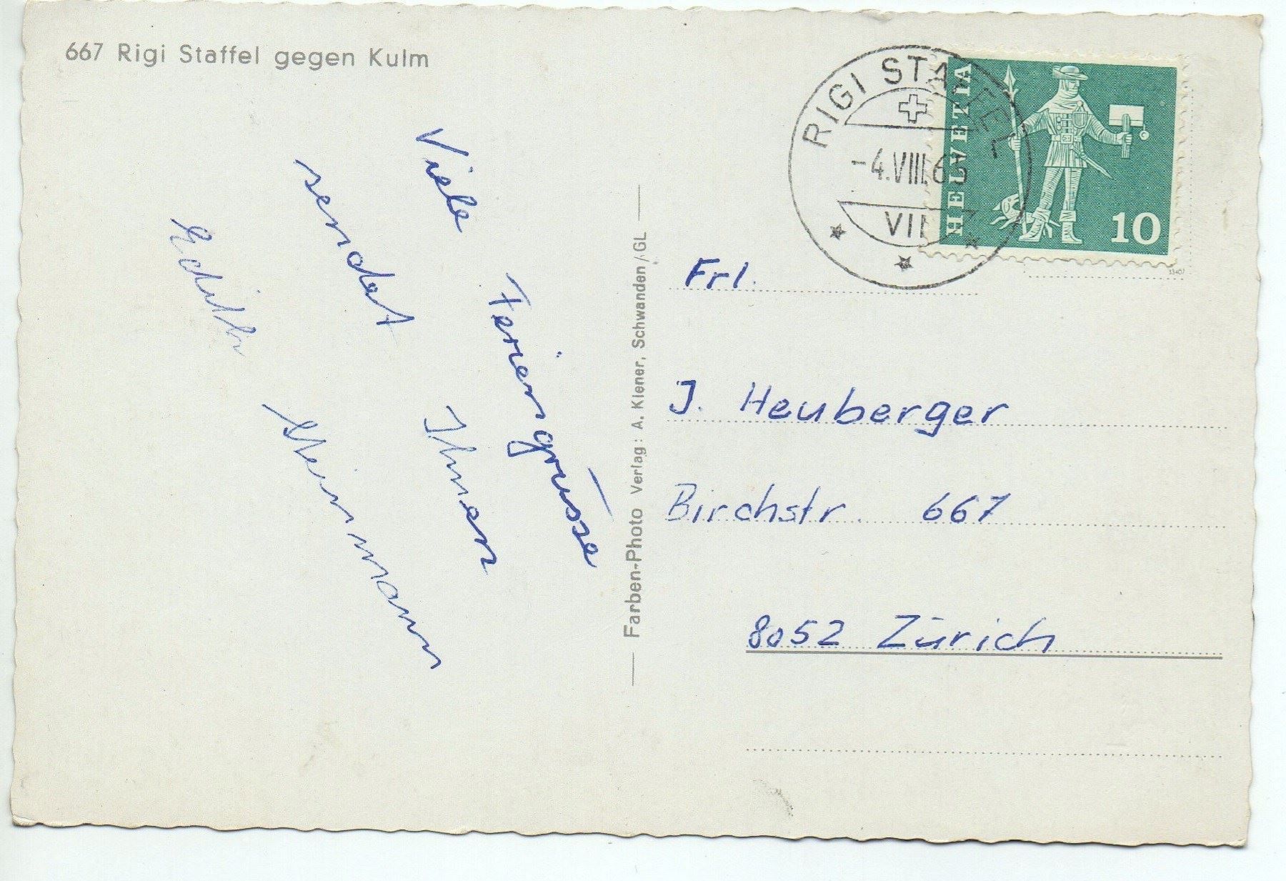 Cartoline postali: RIGI STAFFEL gegen Kulm, Rigi-Bahn – Usato da Jona venduto da philajona 1