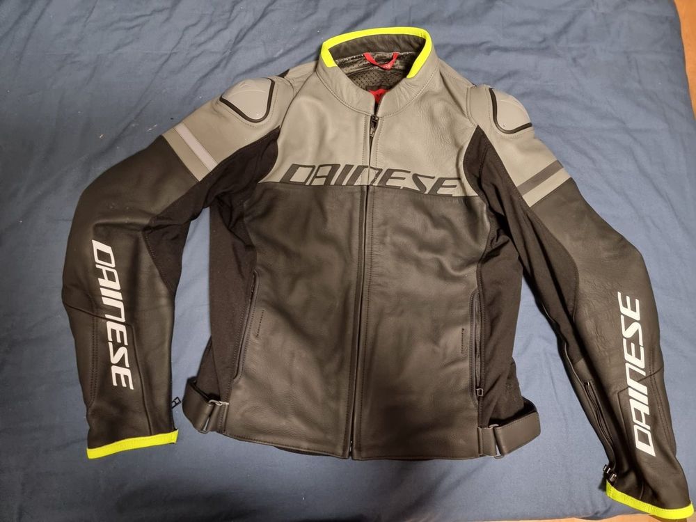 Dainese Agile Motorrad Lederjacke Grau Yellow Size 52 | Kaufen auf Ricardo