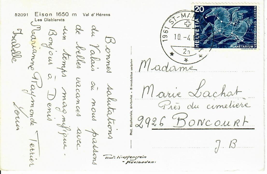 Cartoline postali: Eison - Les Diablerets – Usato da Hochdorf venduto da Ziegel-16 1