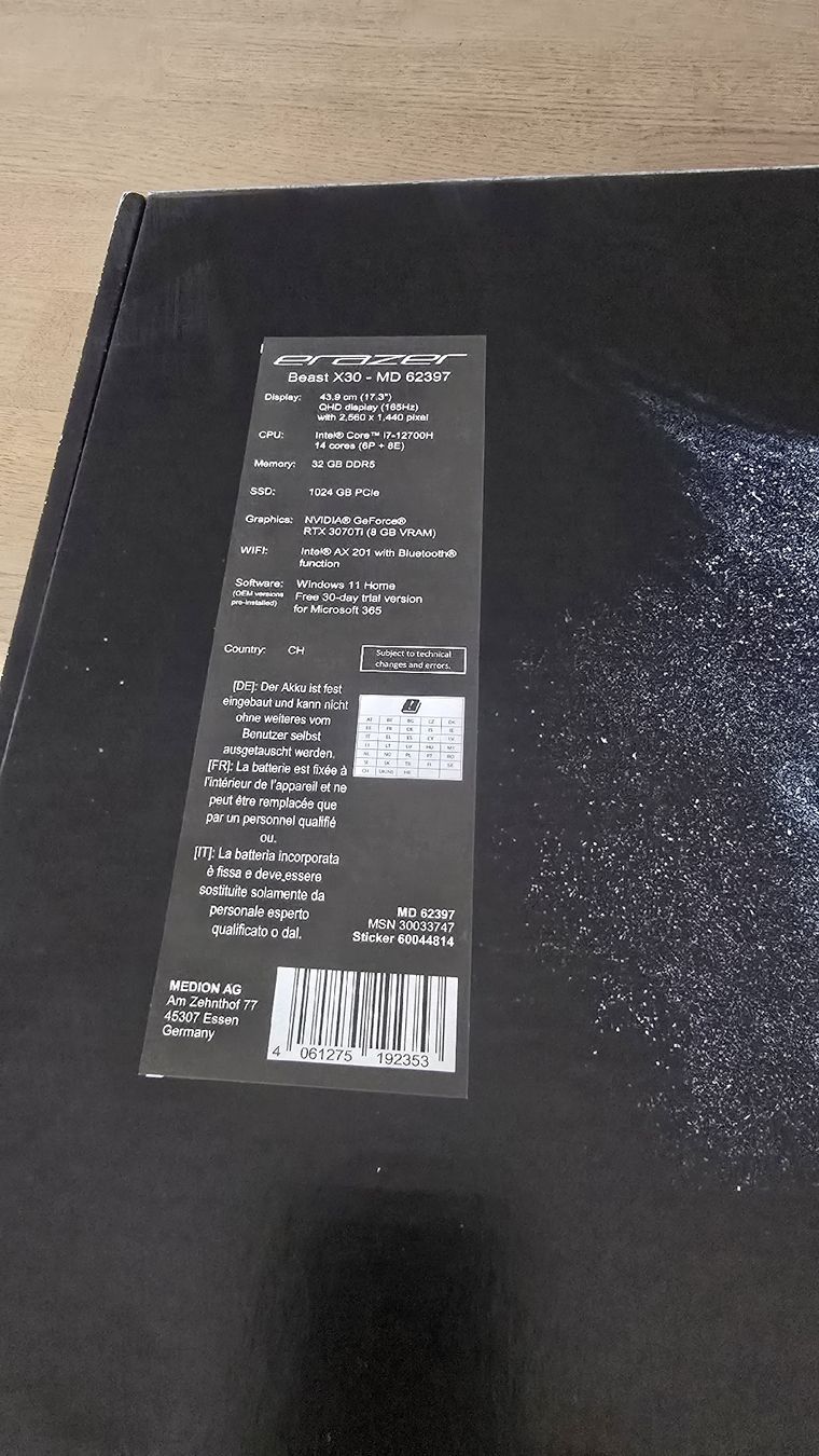 Medion Notebooks: Medion Erazer Beast X30 - MD 62397 – Gebraucht aus Rupperswil von Bella_ 6