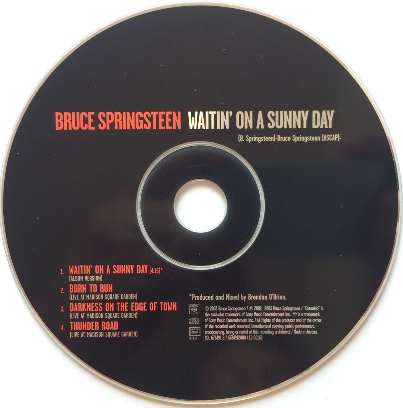CD: BRUCE SPRINGSTEEN - WAITIN' ON A SUNNY DAY – Usato da Bottens venduto da hotter-than-hell 2