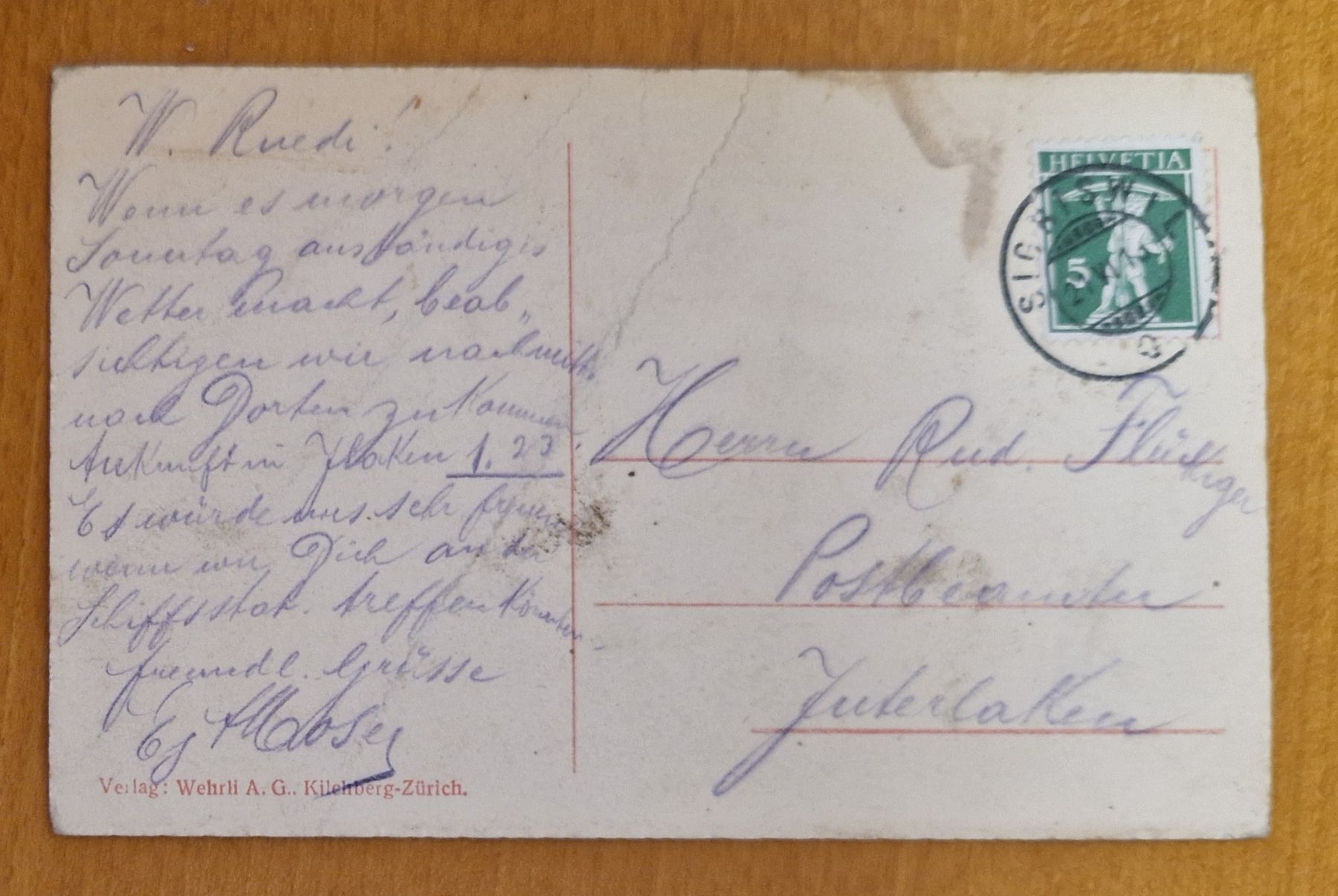 Cartoline postali: AK Sigriswil nach Interlaken 1913 – Usato da Ebikon venduto da Donar50 1