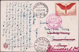 1929, Zeppelinflugkarte mit Nr. F11, St. Gallen-Lugano.