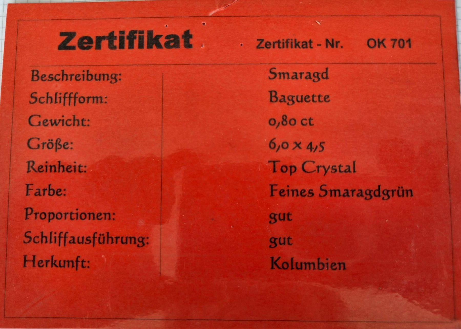 Pierres précieuses: Smaragd mit Zertifikat – Neuf (Voir description) à Buchrain par YUKON09 1
