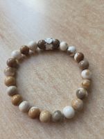 Jaspis Stein Elastarmband mit Herzen Länge 17,5cm Neu