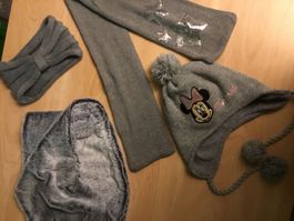 Minnie Maus Strickmütze/Schal/Loop 6-8j.