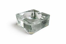 Vintage Massiver Glasaschenbecher im Blockdesign