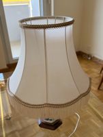 Tischlampe Keramik bemalt, mit Stoffschirm und Fransen