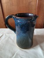 glasierter Keramik Wasser Krug blau ca. 1 Liter - 18 cm