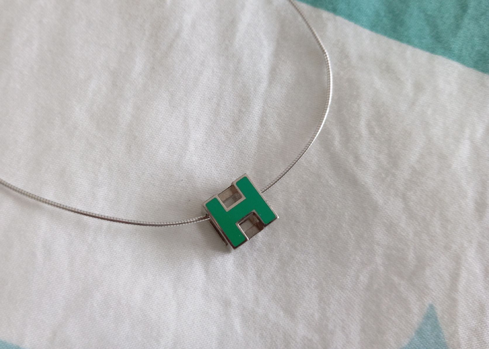 Hermès Catenine: Hermès Halskette grün Silber 925 – Usato da Romanshorn venduto da mololo 1