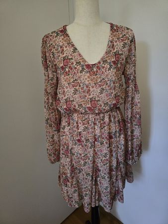 Sassyclassy Minikleid S – Altrosa Floral Boho Chiffon