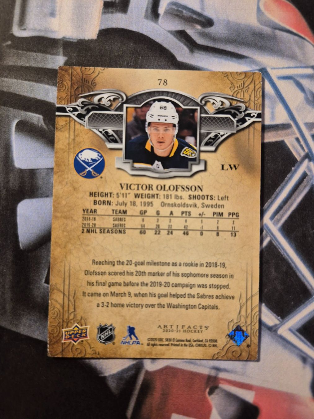NHL Carte collezionabili: NHL Victor Olofsson Buffalo Sabres – Usato da Treiten venduto da Sauber73 1