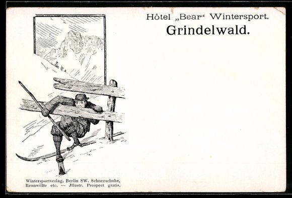 Cartoline postali: Litho Grindelwald, Hotel Bear Winterspor – Usato da Berlin venduto da bartko-reher