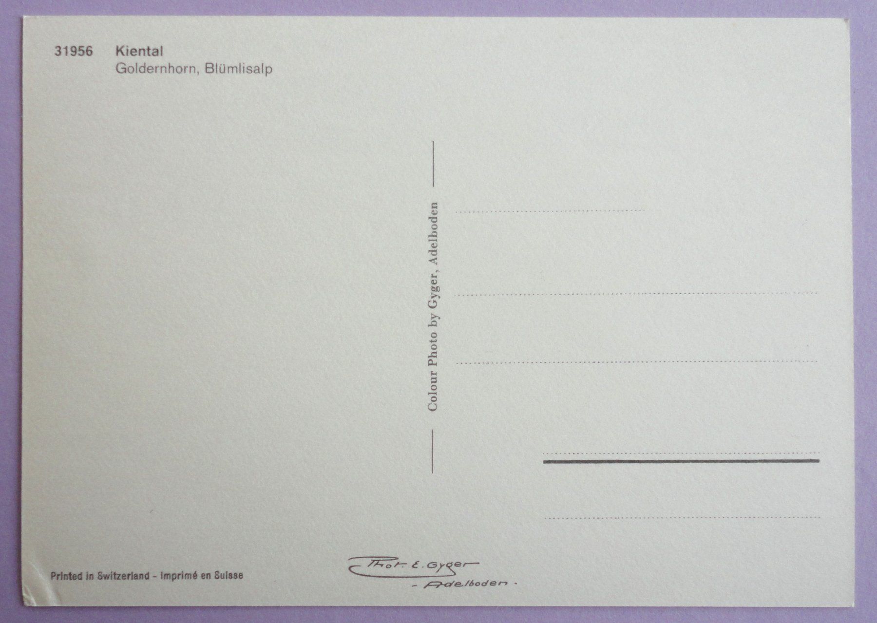 Cartoline postali: Kiental, Goldernhorn, Blümlisalp – Usato da Fétigny venduto da Billy2miny 1
