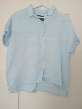 Rachel Roy Leinenbluse Blau Hellblau 100% Leinen M