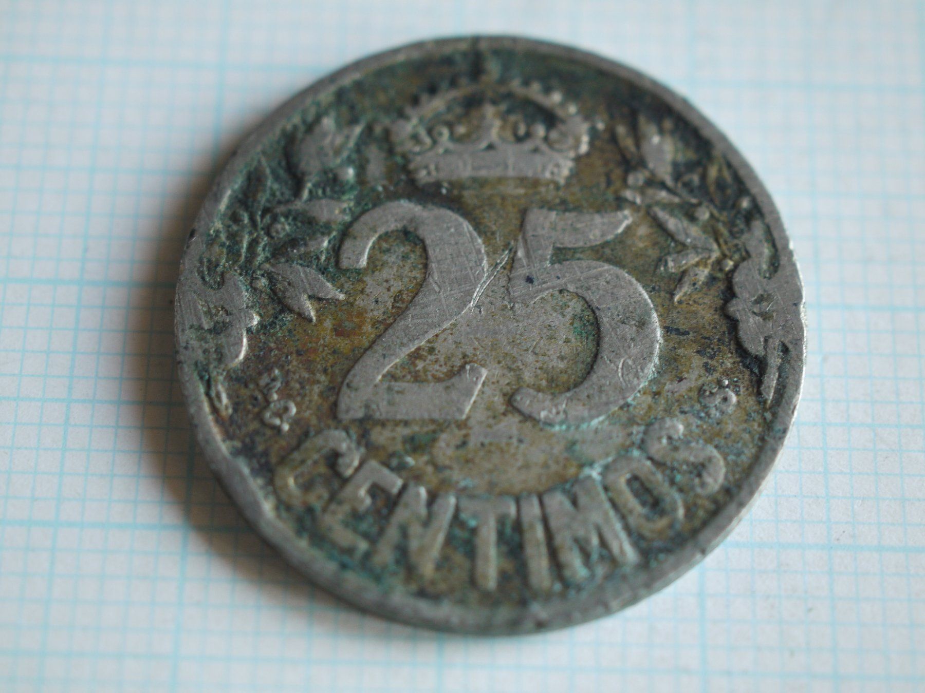 Tutti le monete: Spanian Alfonso XIII 25 CENTIMOS 1925 Gebraucht – Usato da Gross venduto da Retro20 3