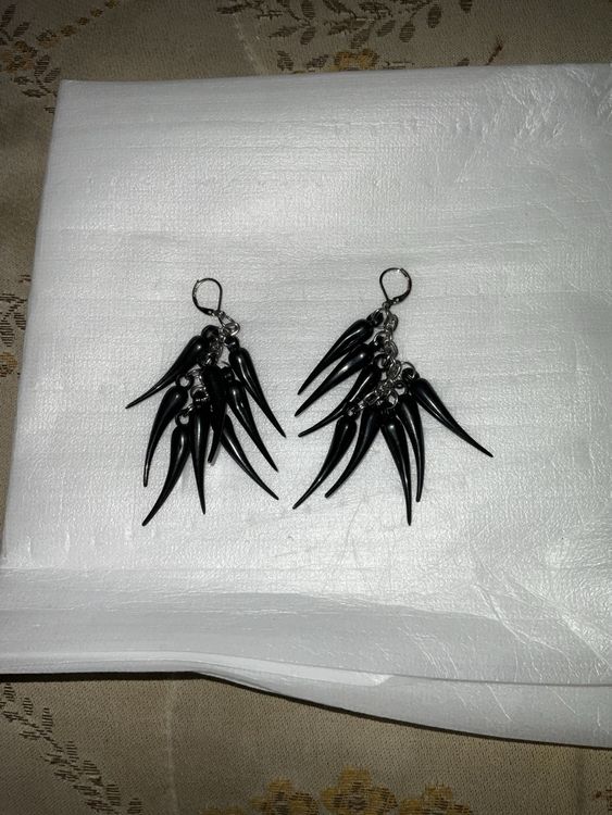 Gothic Vampir Schmuck Set - Schwarze Spitze Halskette Armband Ohrringe