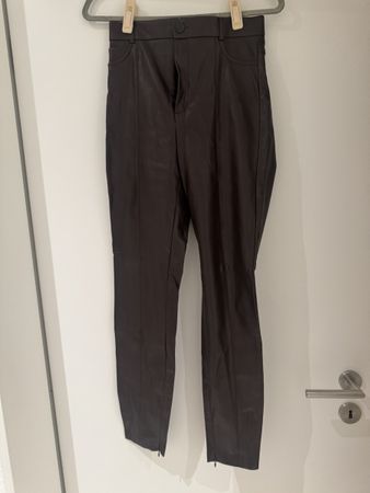 Dunkelbraune Leder Hose zara M