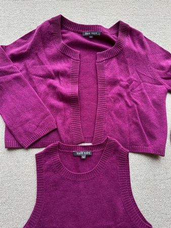 Ensemble gilet et cardigan en maille, violet, M