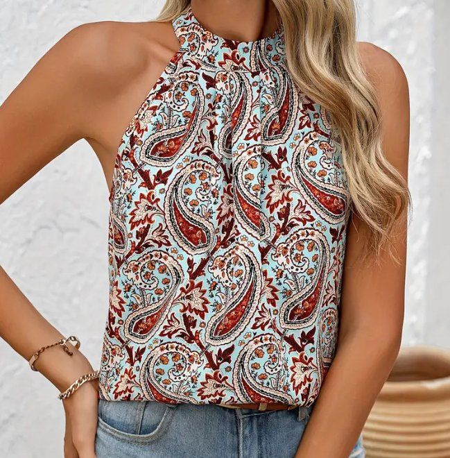 Blusen: Neckholder Tanktop Paisley-Print – Neu und originalverpackt aus Grosswangen von Original1970