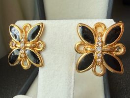 ✨Vintage Schmetterling emaillierte Ohrringe, schwarz