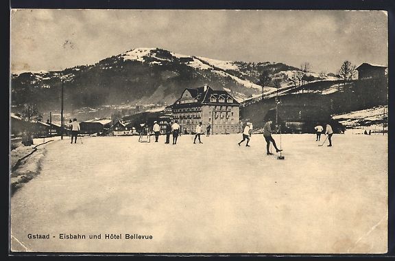 Cartes postales: Gstaad, Hotel Bellevue von der Eisbahn b – D'occasion à Berlin par bartko-reher