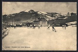 Gstaad, Hotel Bellevue von der Eisbahn b
