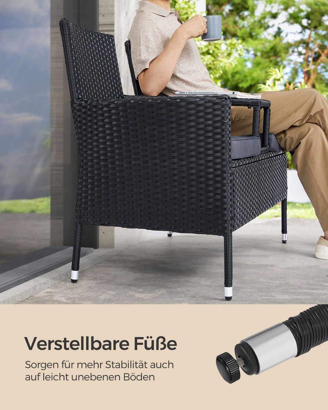 Set di tavolo e panche: Balkonmöbel aus PE-Polyrattan – Nuovo e nell'imballaggio originale da Lachen SZ venduto da MAMORU-MOEBEL 2