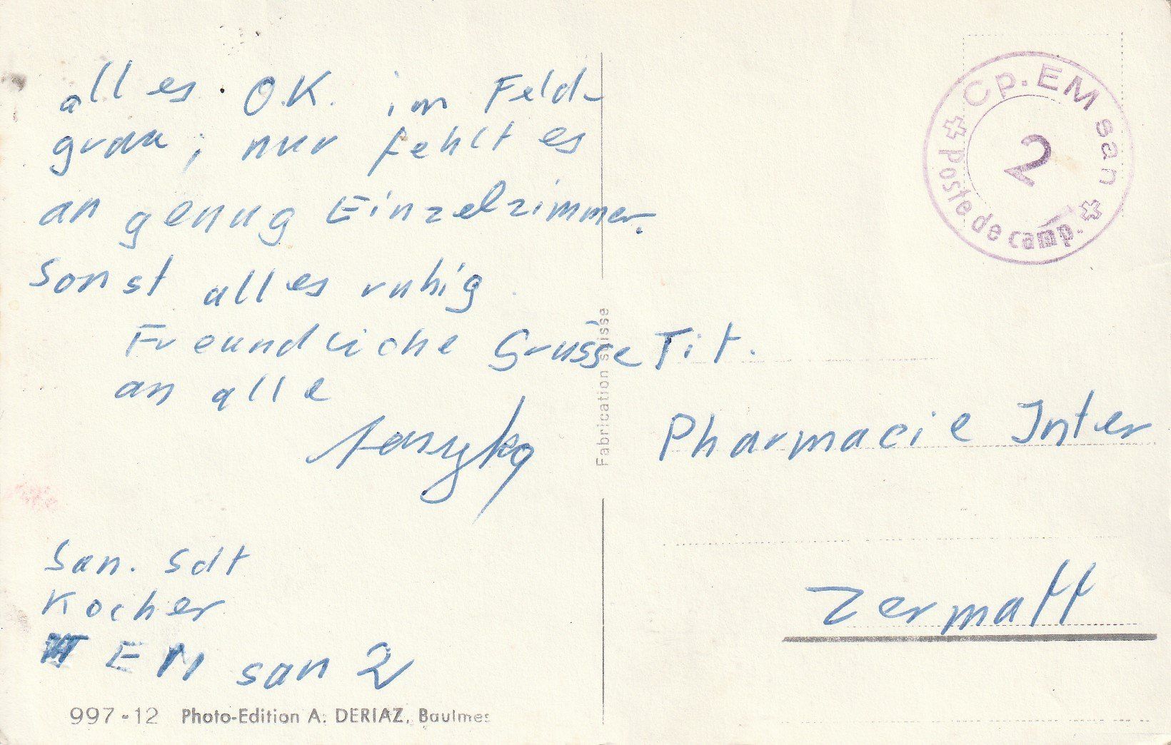 Ansichtskarten: YVONAND-Militärstempel – Gebraucht aus uttwil von Koehlerfred 1