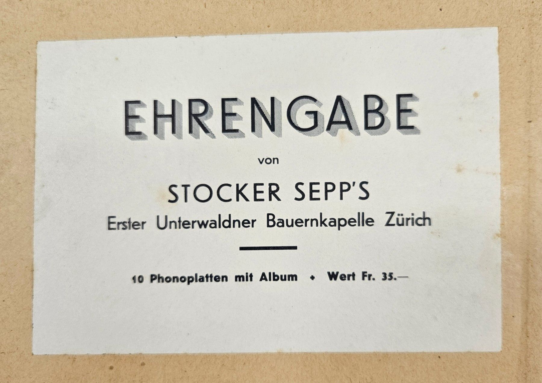 Dischi in vinile: Ehrenausgabe Stocker Sepp 1950 Schellackplatten – Usato da Herzogenbuchsee venduto da phonowelt 2