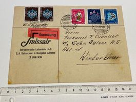 1948 uralter SWISSAIR Brief mit Bahnpost Express Olympia