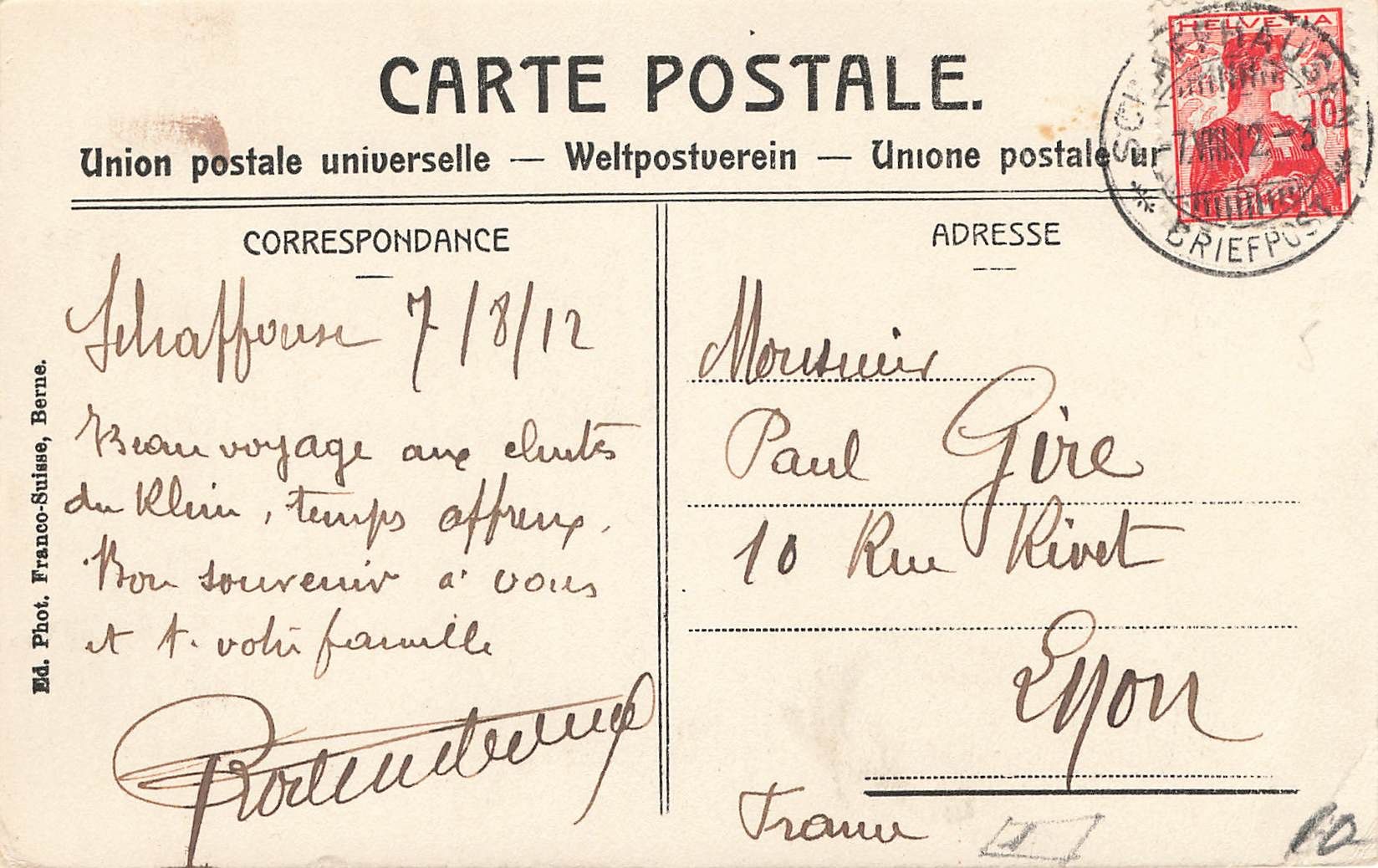 Cartoline postali: Schaffhausen – Usato da Biasca venduto da Blenio71 1