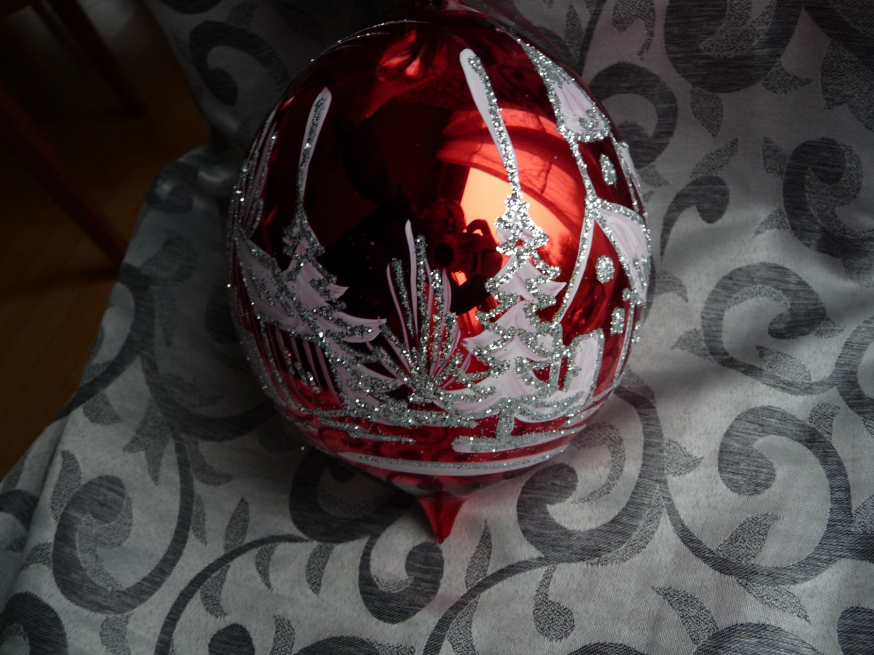 Tutte le decorazioni: gr. rot-silberne Christbaumkugel Weihnachtskugel Dekoration – Nuovo e nell'imballaggio originale da Alpnach Dorf venduto da marvo 5