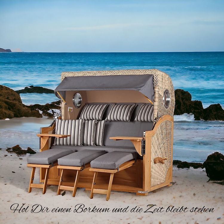 3er Teak Strandkorb Dangast 170cm Premium Ausführung Kaufen auf