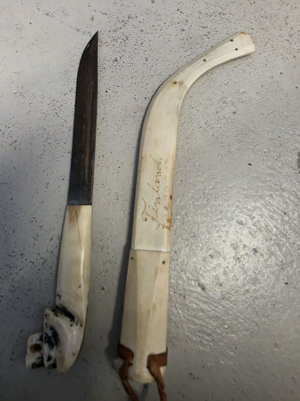 Zubehör: Messer mit Knochen-Griff und Scheide, Jagdmesser, antik – Gebraucht aus Olten von Mezopotamya 7
