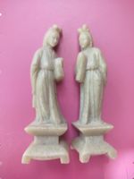 Statuettes chinoises en pierre, paire de figurines femmes
