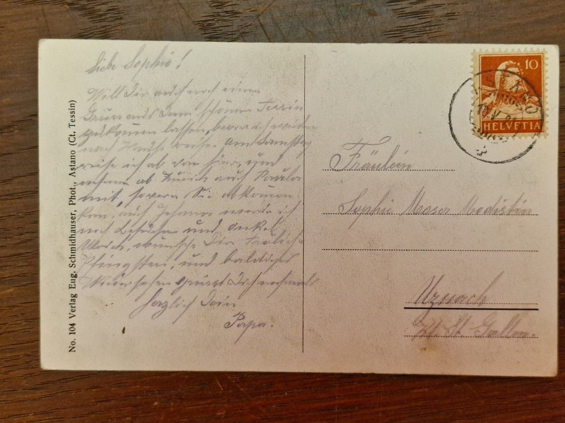 Cartoline postali: Ansichtskarten "Am offenen Herdfeuer im Tessin"  1891 – Usato da Aesch LU venduto da briefmarken.uray 1