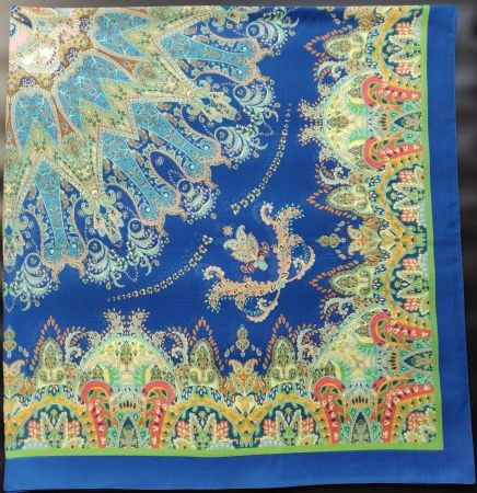 Designer Seide 100% 140x135cm azzurro Foulard