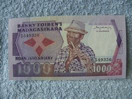 Madagaskar 1000 Ariary Banknote, Jahr 1983, Top Zustand