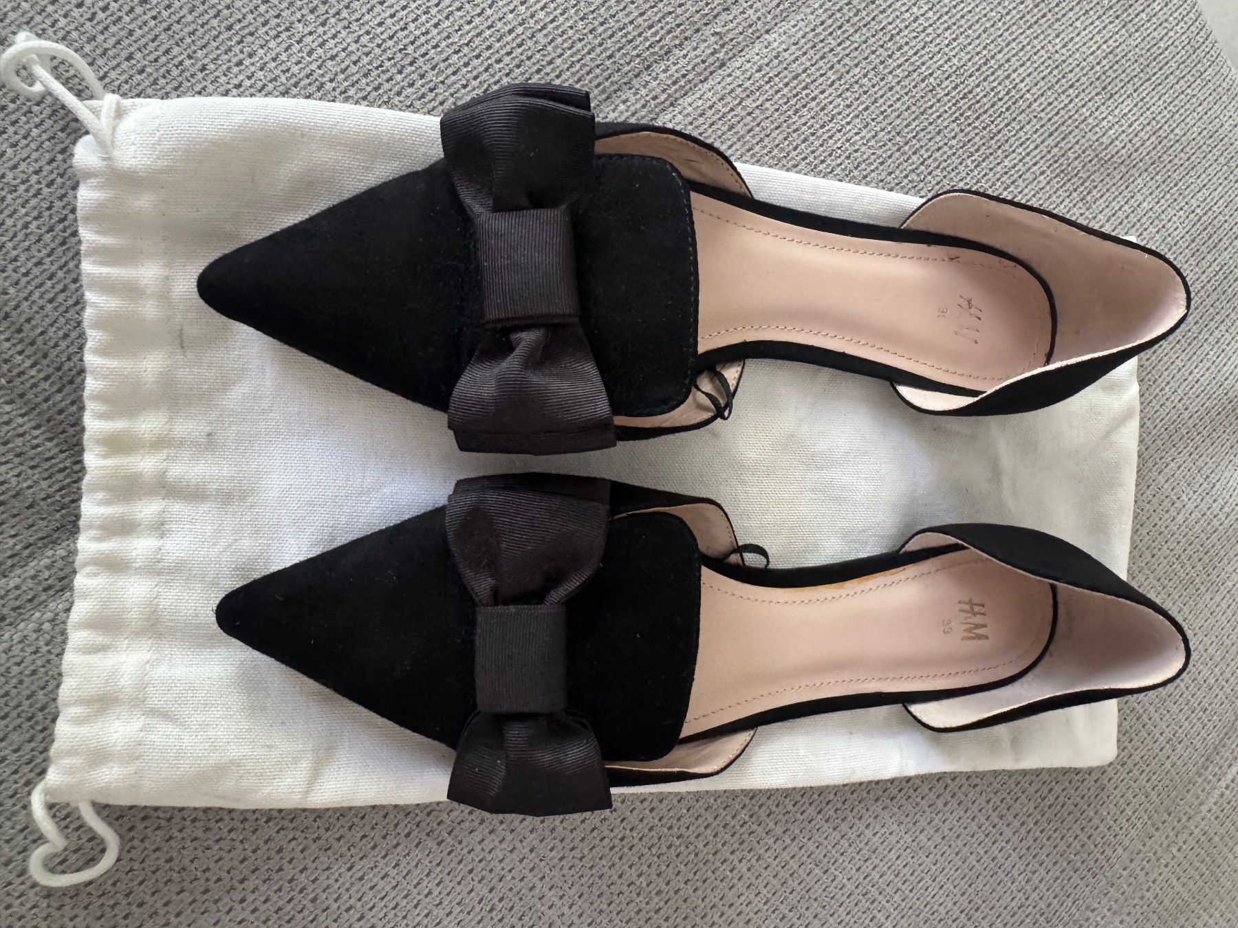 H&M Damenschuhe: Schwarze Ballerina mit Schleife – Gebraucht aus Montagnola von Vol24 2