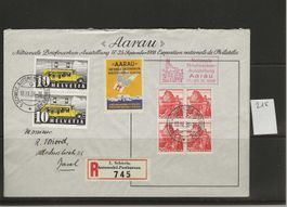 Enveloppe Aarau 1938 avec 215