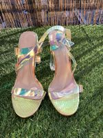 Transparente goldene Absatzsandalen, Sommertrend, ✨39