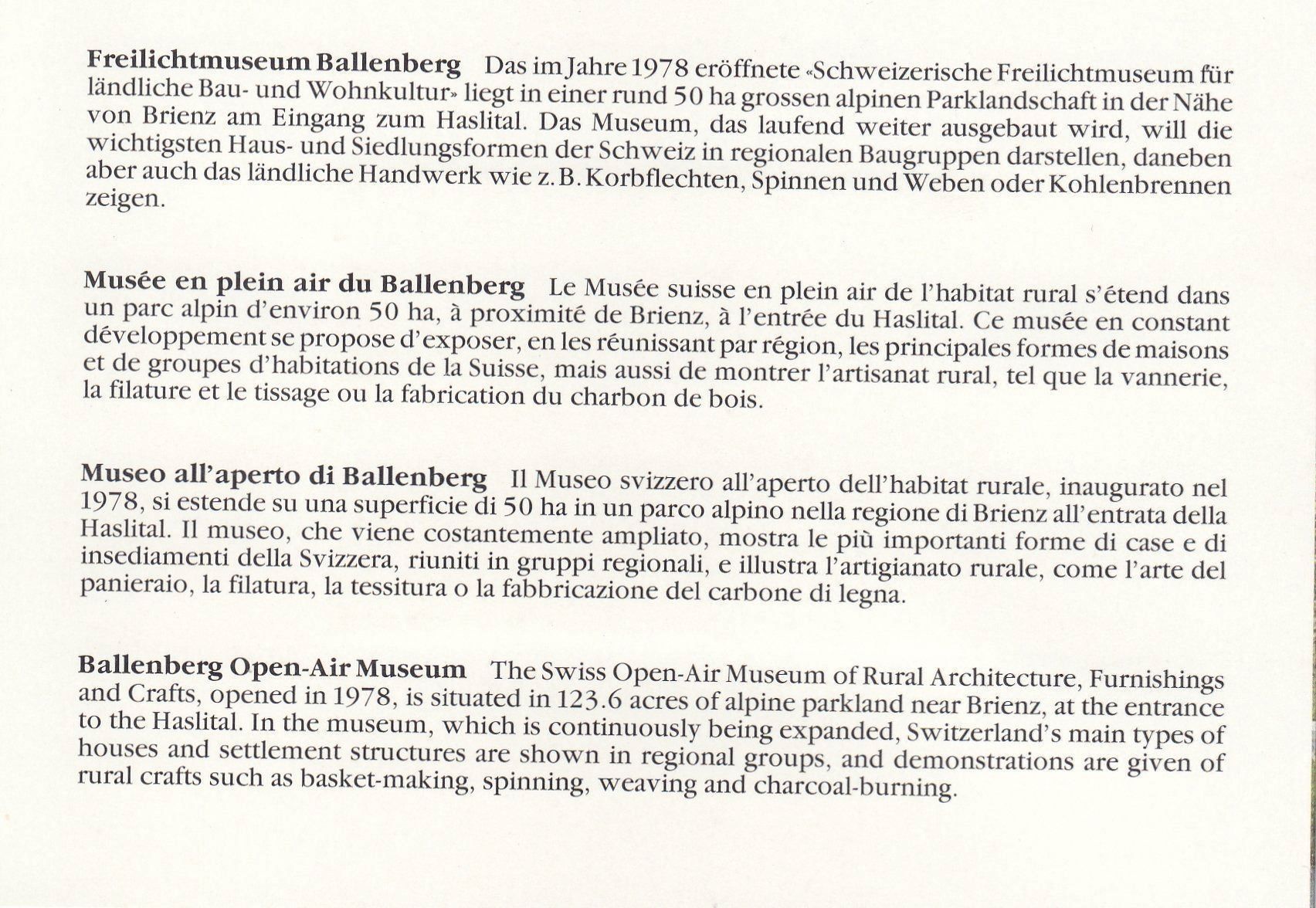 Tutti i francobolli: Freilichtmuseum Ballenberg – Usato da Spreitenbach venduto da Mustang_1105 2