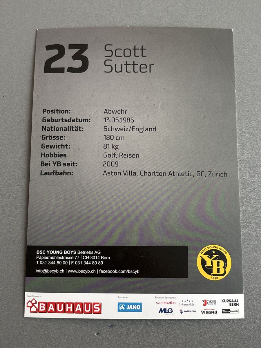 Original Autogrammkarte Scott Sutter BSC Young Boys! Top! (Gebraucht ...