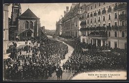 AK Lausanne, Défilé des troupes 1915