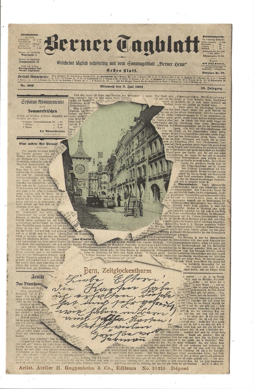 Cartes postales: Zeitung: Berner Tagblatt - Zeitglockenturm - Bern 1902 – D'occasion à Engelburg par Cartophil