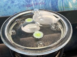 Glasi Hergiswil Schwimmkugeln Enten Glas Teich Gartendeko